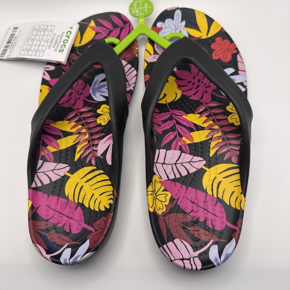 CROCS KADEE II Womens 7 Tropical Floral Flip Flop Sandal
